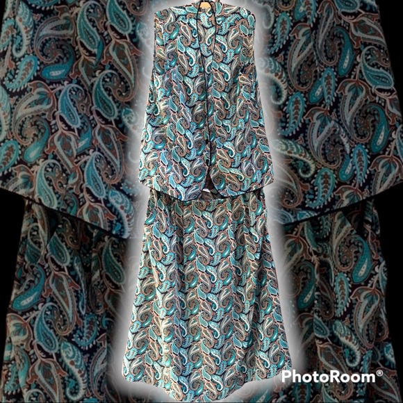 Vtg 80s 90s Paisley 2pc